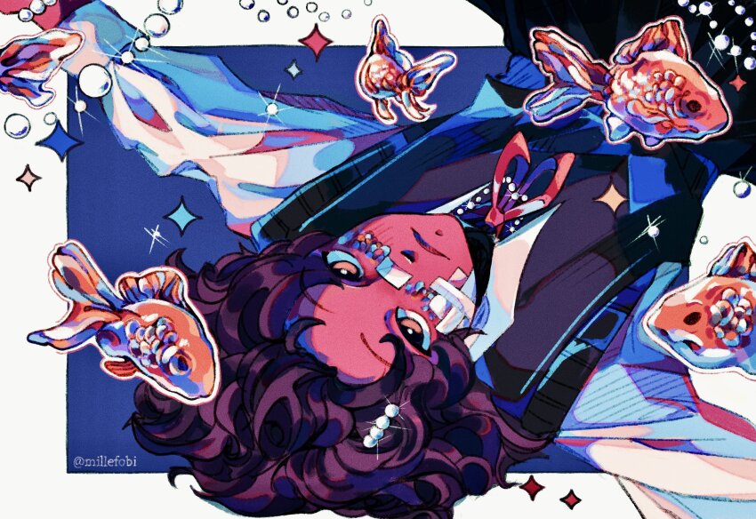 1girl, animal, artist_name, bandaid, bandaid_on_cheek, bandaid_on_face, bandaid_on_nose, black_border