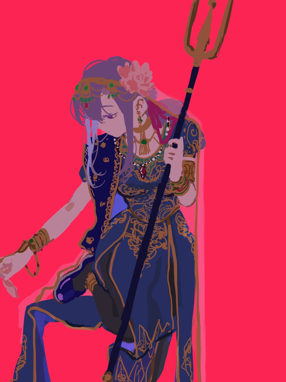 1girl, asian_indian_clothes, blue_dress, dress, fate/grand_order, fate_(series), flower, highres