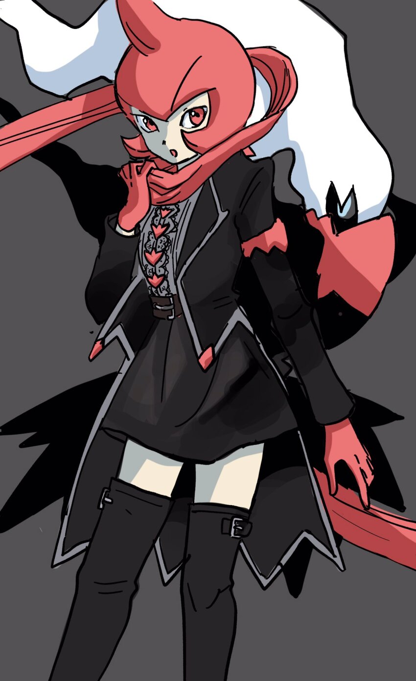 1girl, black_dress, cosplay, cyrus_(pokemon), cyrus_(pokemon)_(cosplay), cyrus_(sygna_suit)_(pokemon), darkrai, dress