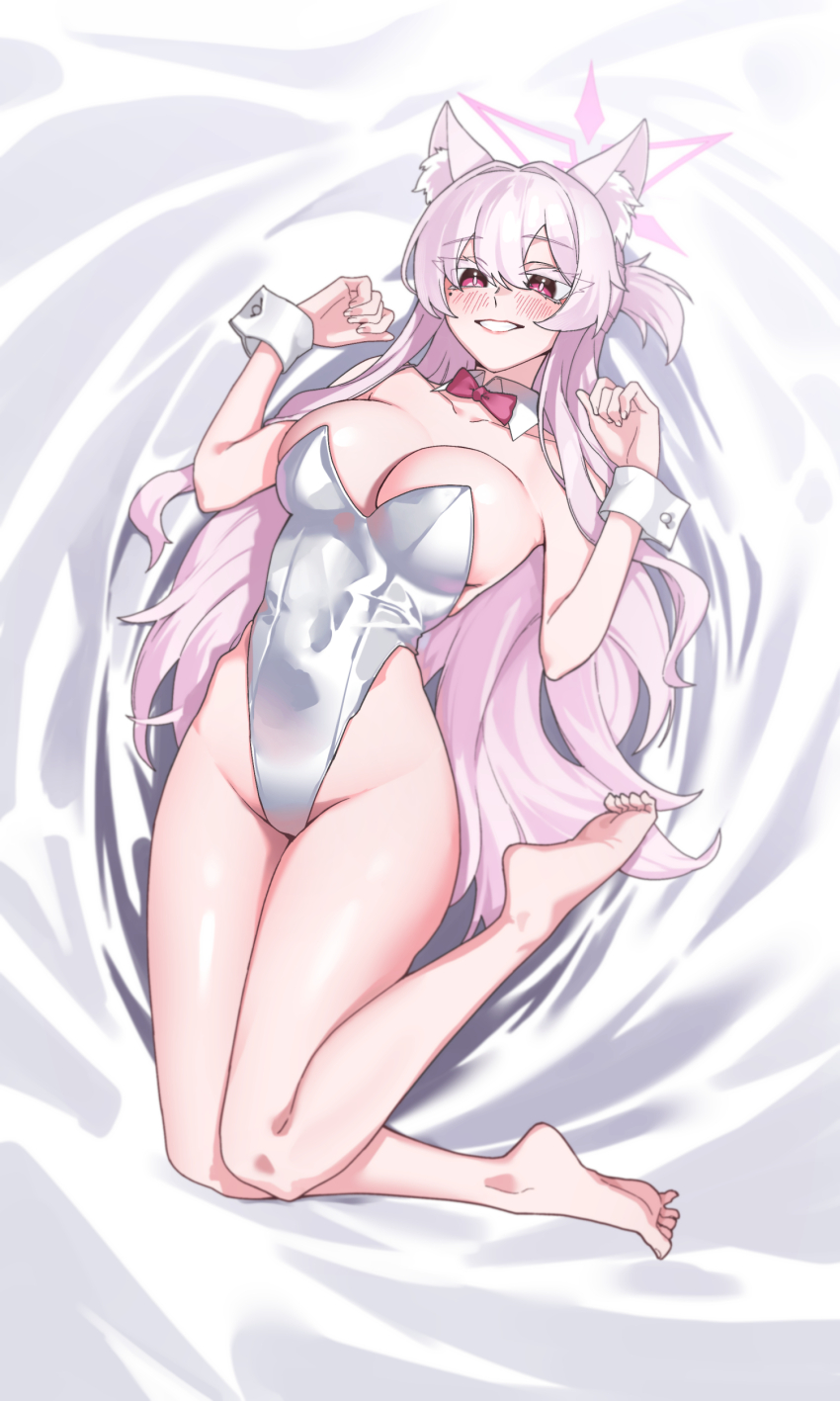 1girl, absurdres, akira_(blue_archive), alternate_costume, animal_ear_fluff, animal_ears, barefoot, blue_archive