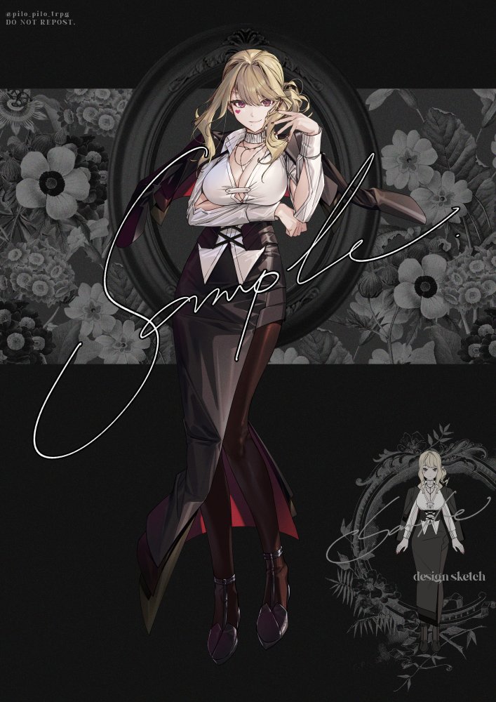 1girl, arm_cutout, arm_under_breasts, black_background, black_corset, black_footwear, black_jacket, black_skirt