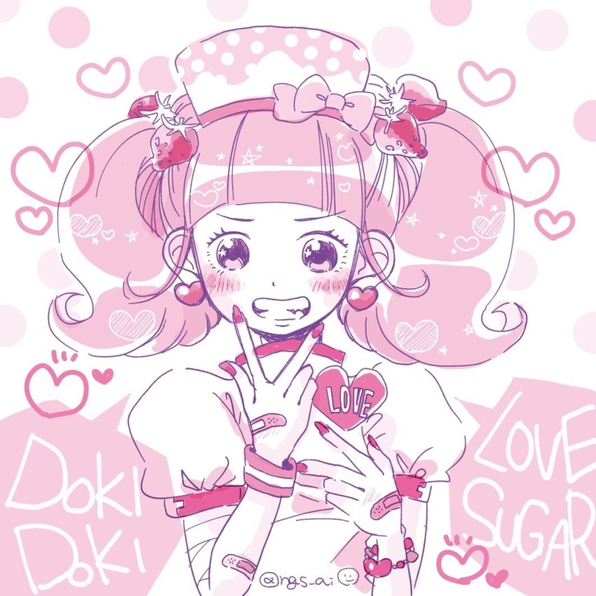 1girl, bandaid, bandaid_on_arm, bandaid_on_hand, bemani, blunt_bangs, blush, bracelet