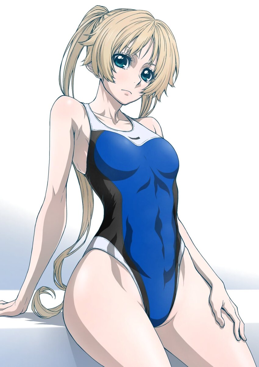 1girl, angelica_diarmuit, bellybutton_visible_through_clothes, blonde_hair, blue_eyes, closed_mouth, highres, long_hair