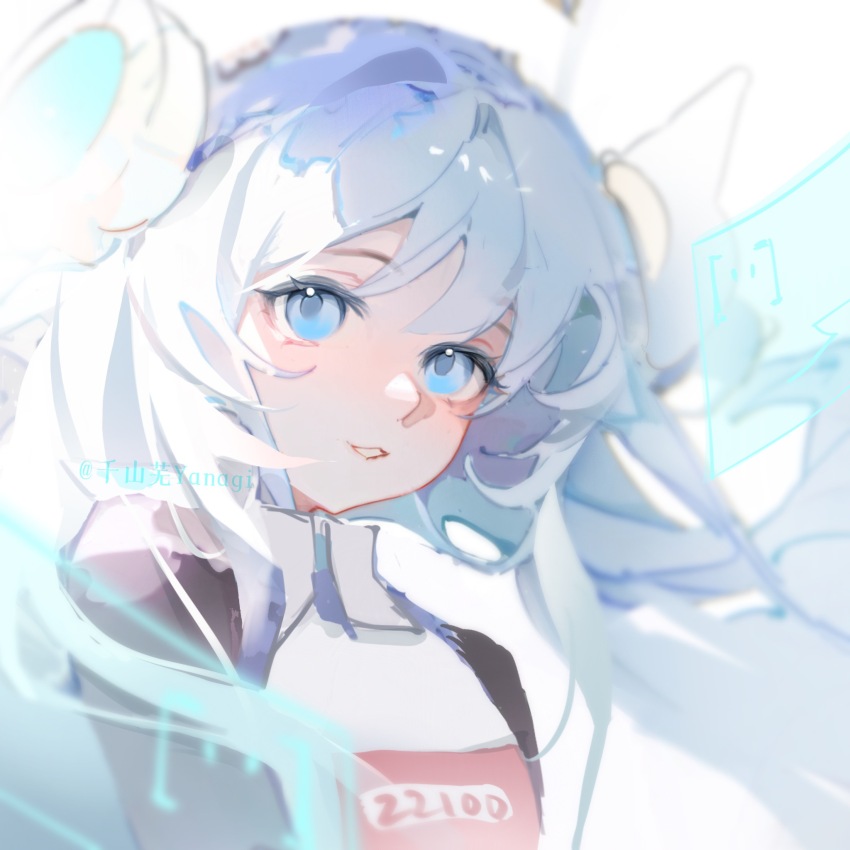 1girl, artist_name, blue_eyes, blurry, blush, eyelashes, hair_between_eyes, hair_ornament