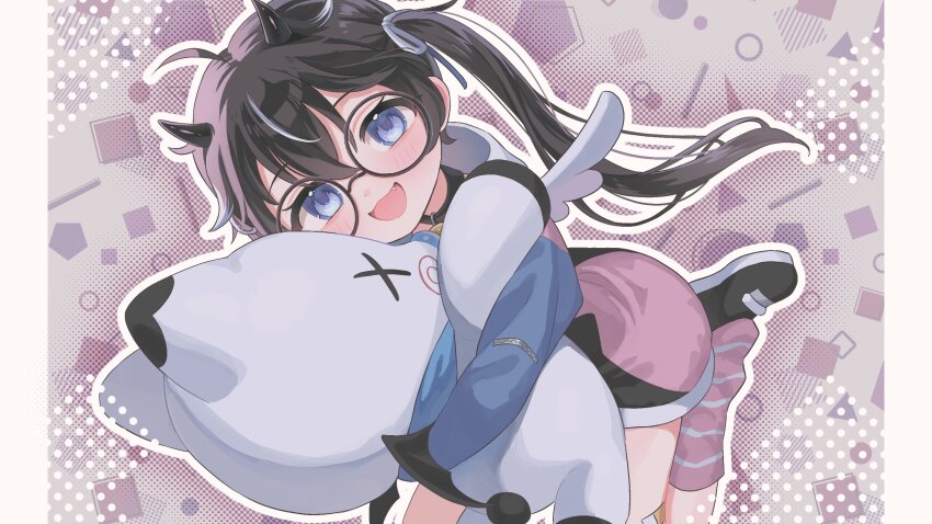 1girl, 2022, black_hair, blue_eyes, child, d_kirigip, glasses, highres