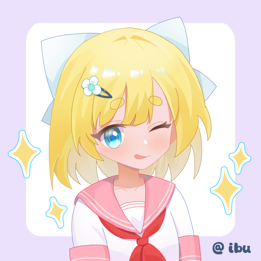 1girl, blonde_hair, blue_eyes, bow, hair_bow, hair_ornament, hairclip, highres