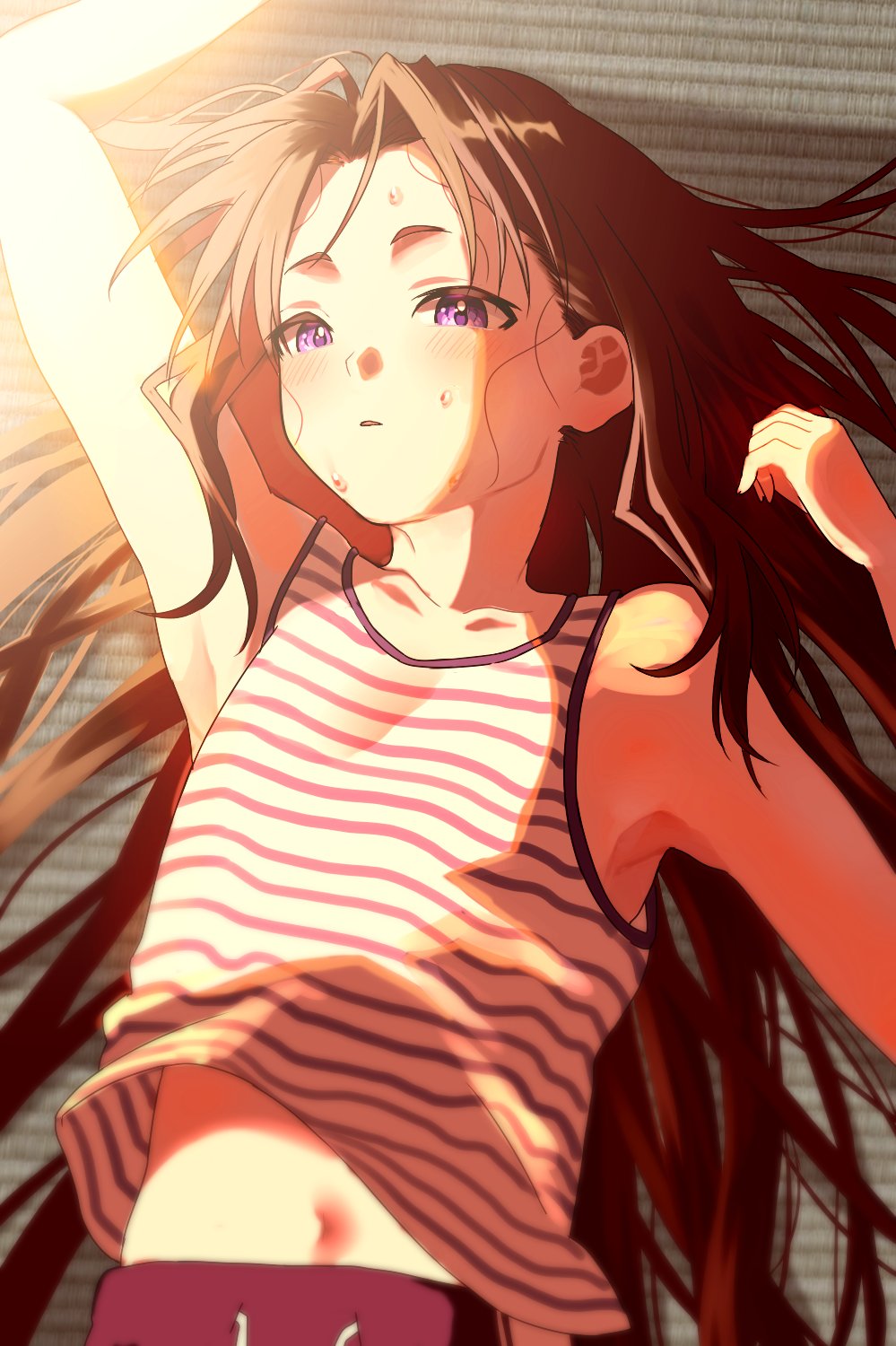 1boy, alternate_costume, armpits, black_hair, highres, houjou_tokiyuki_(nige_jouzu_no_wakagimi), long_hair, looking_at_viewer