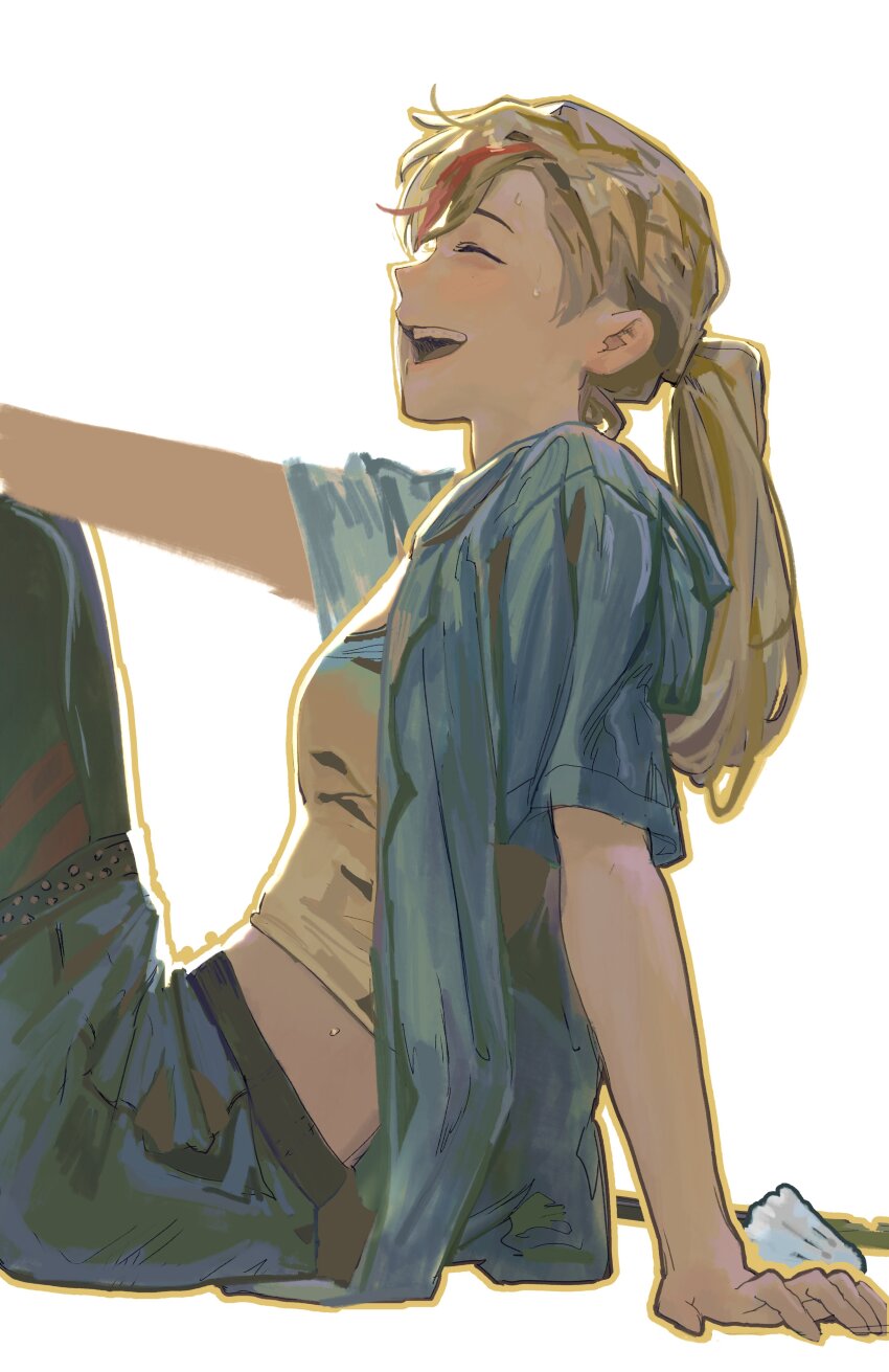 1girl, absurdres, blonde_hair, closed_eyes, hair_dye, highres, inside_out, inside_out_2