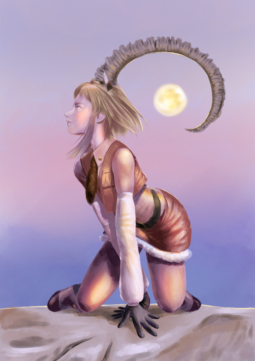 1girl, absurdres, aburaeoyaji, all_fours, animal_ears, bare_legs, black_gloves, blonde_hair