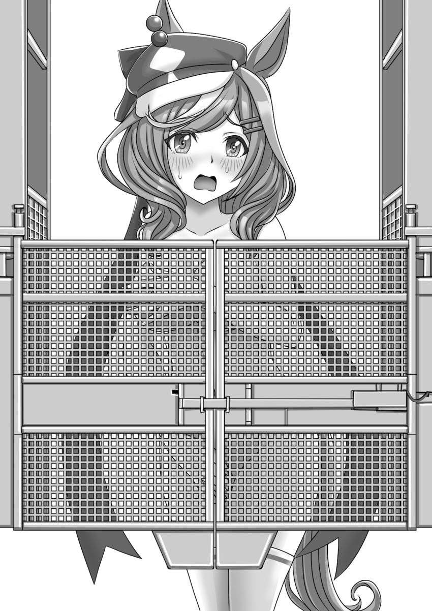 1girl, animal_ears, aonuma_kiyoharu, breasts, cleavage, collarbone, convenient_censoring, covering_privates