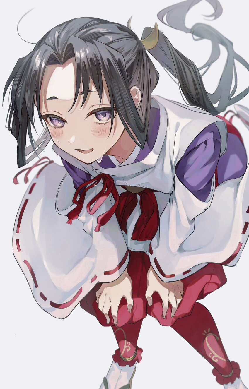 1boy, androgynous, black_hair, blunt_sidelocks, blush, hakama, hakama_pants, highres