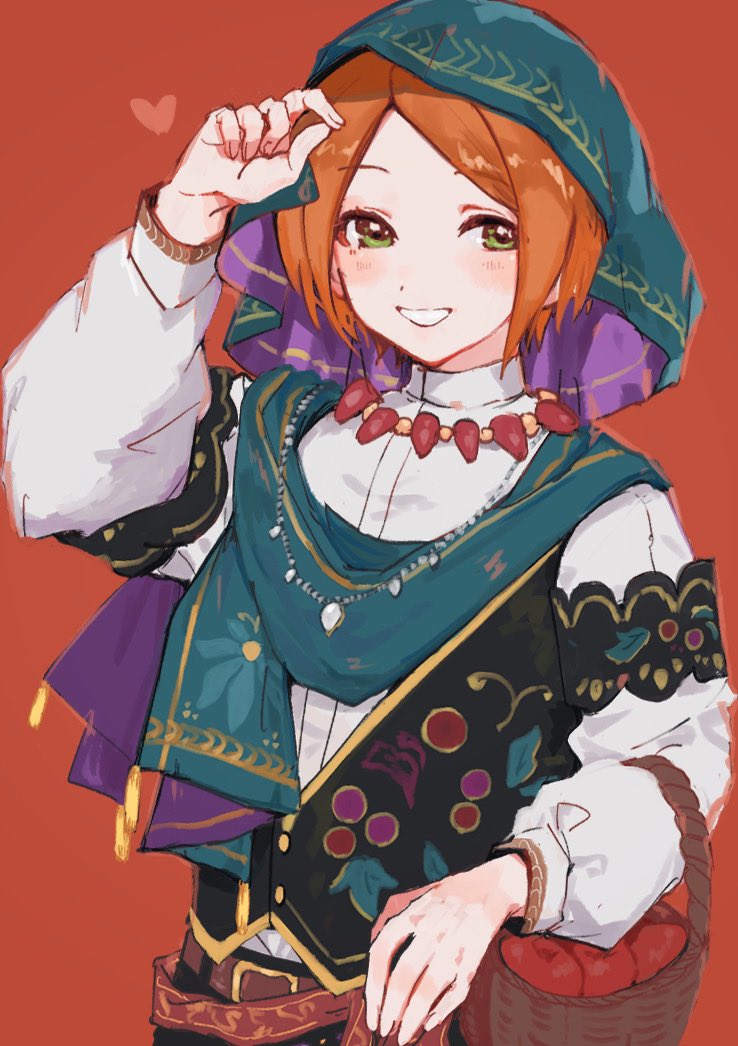 1boy, aoi_yuta, apple, arm_up, armlet, basket, belt, bishounen