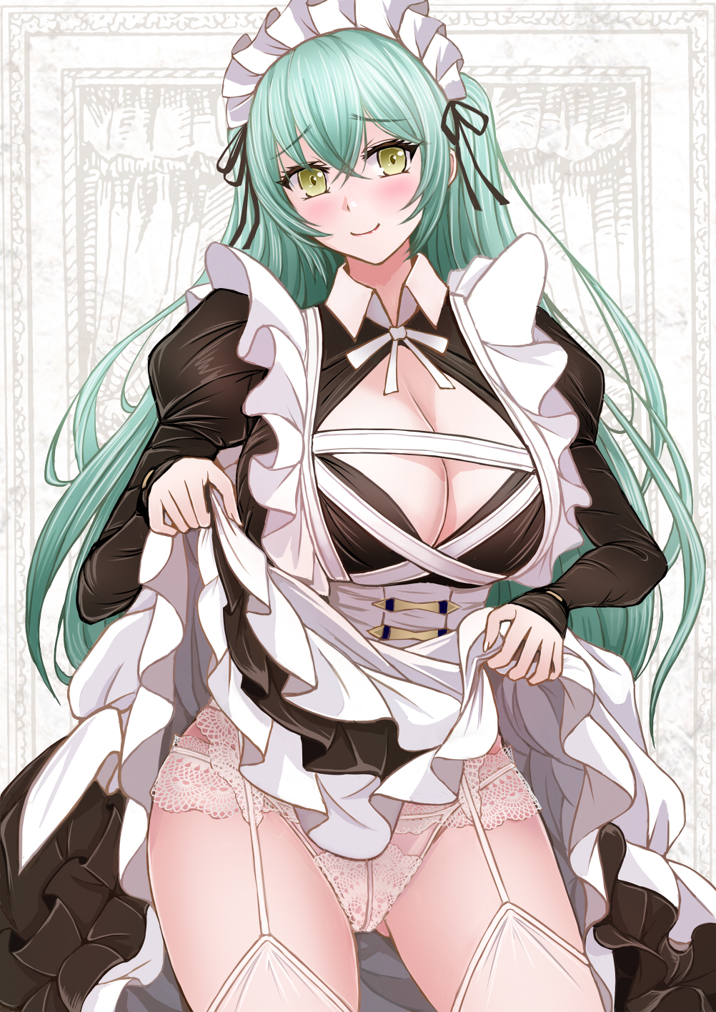 1girl, alternate_costume, azur_lane, blush, breasts, cleavage, cleavage_cutout, closed_mouth