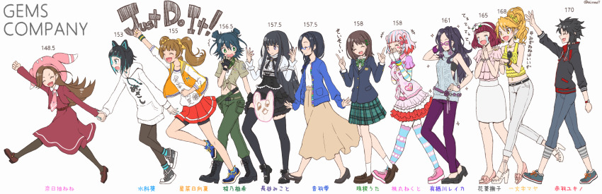 6+girls, :d, akaba_yukino, animal_ears, ankle_bow, ankle_ribbon, ankle_strap, aran_sweater