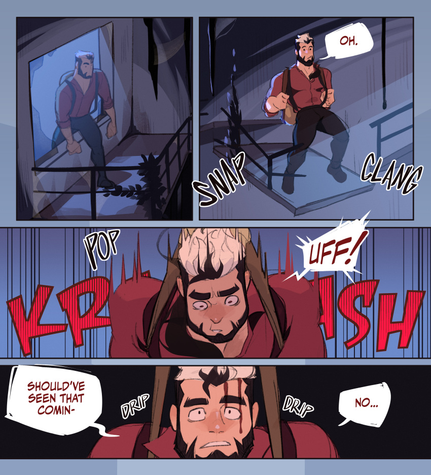 1boy, abandoned, absurdres, bag, black_hair, blood, blood_on_face, collared_shirt