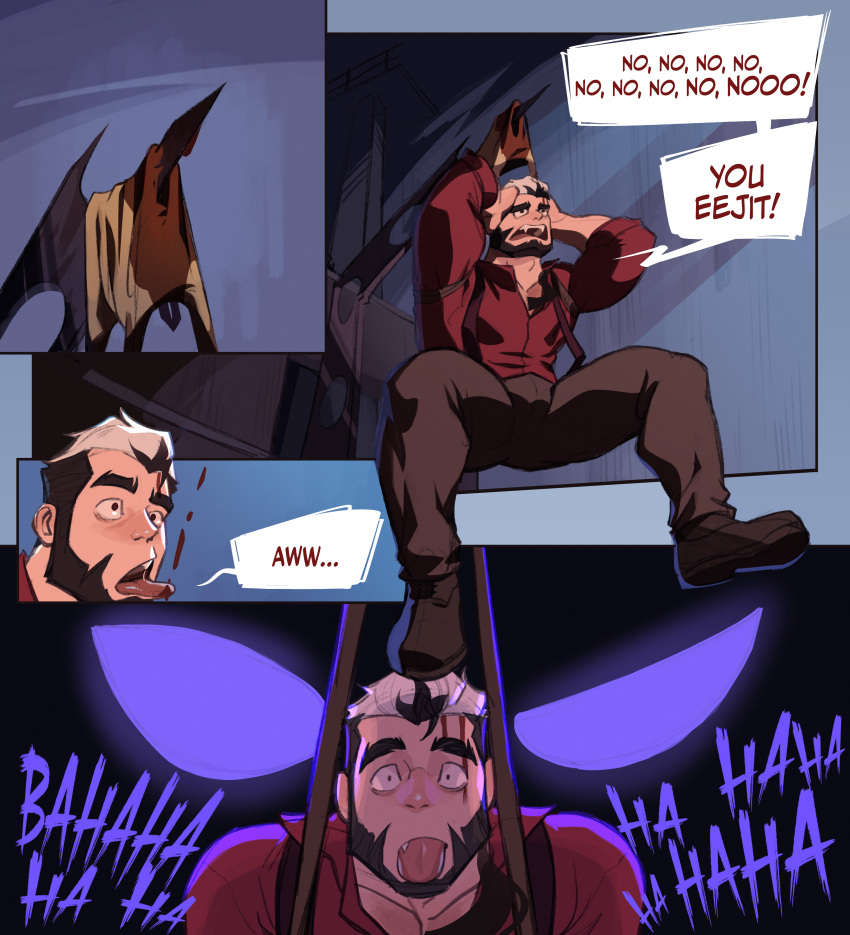 2boys, abandoned, absurdres, bag, black_hair, blood, blood_on_face, blood_on_tongue