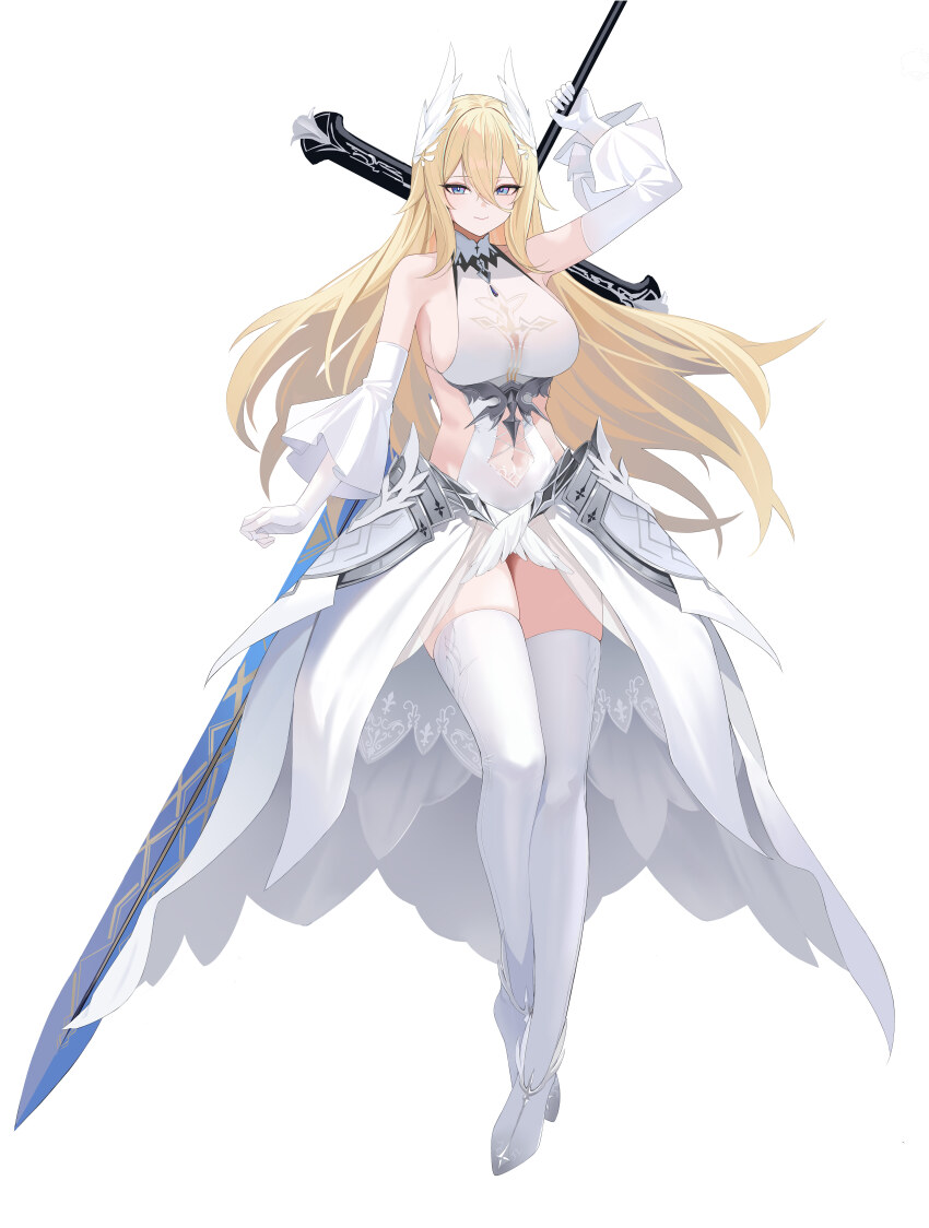 1girl, absurdres, armor, azur_lane, bare_shoulders, bayard_(azur_lane), blonde_hair, blue_eyes