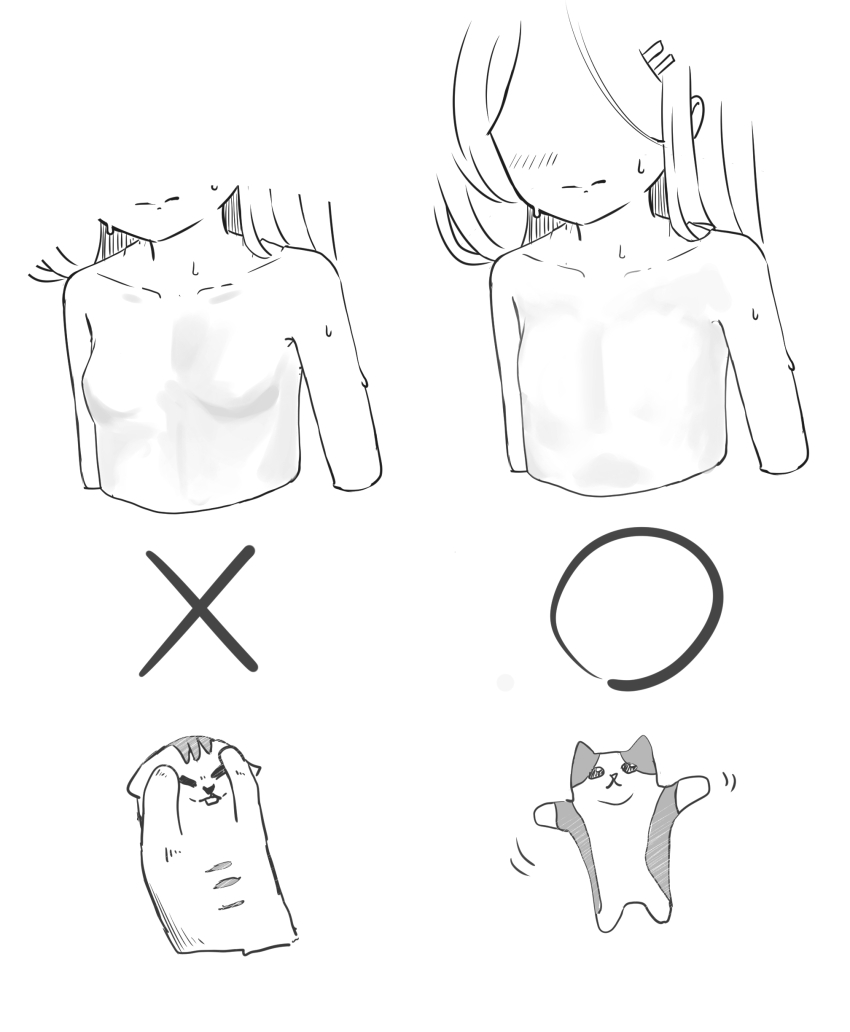 1girl, absurdres, baby_animal, blue_archive, blush, breasts, cat, cat_covering_ears_(meme)