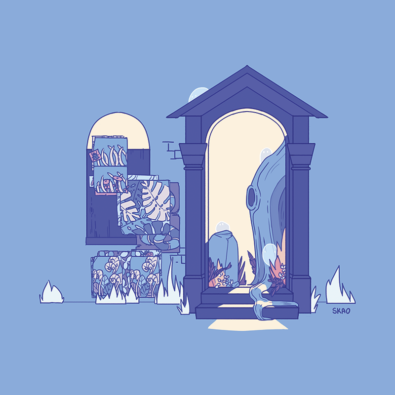 abandoned, animal, beetle, blue_background, blue_theme, boarded_windows, bug, building