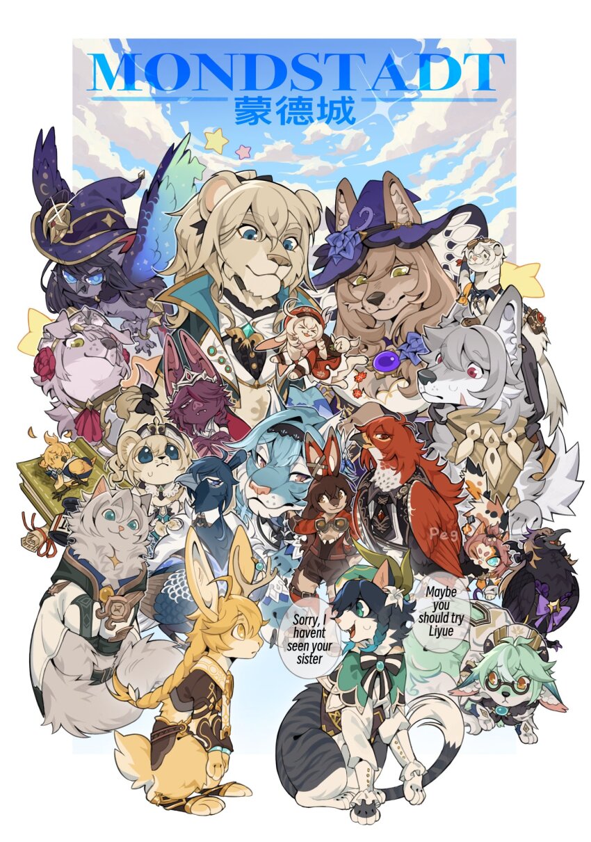 aether_(genshin_impact), albedo_(genshin_impact), amber_(genshin_impact), animal, animalization, barbara_(genshin_impact), bat_(animal), bennett_(genshin_impact)