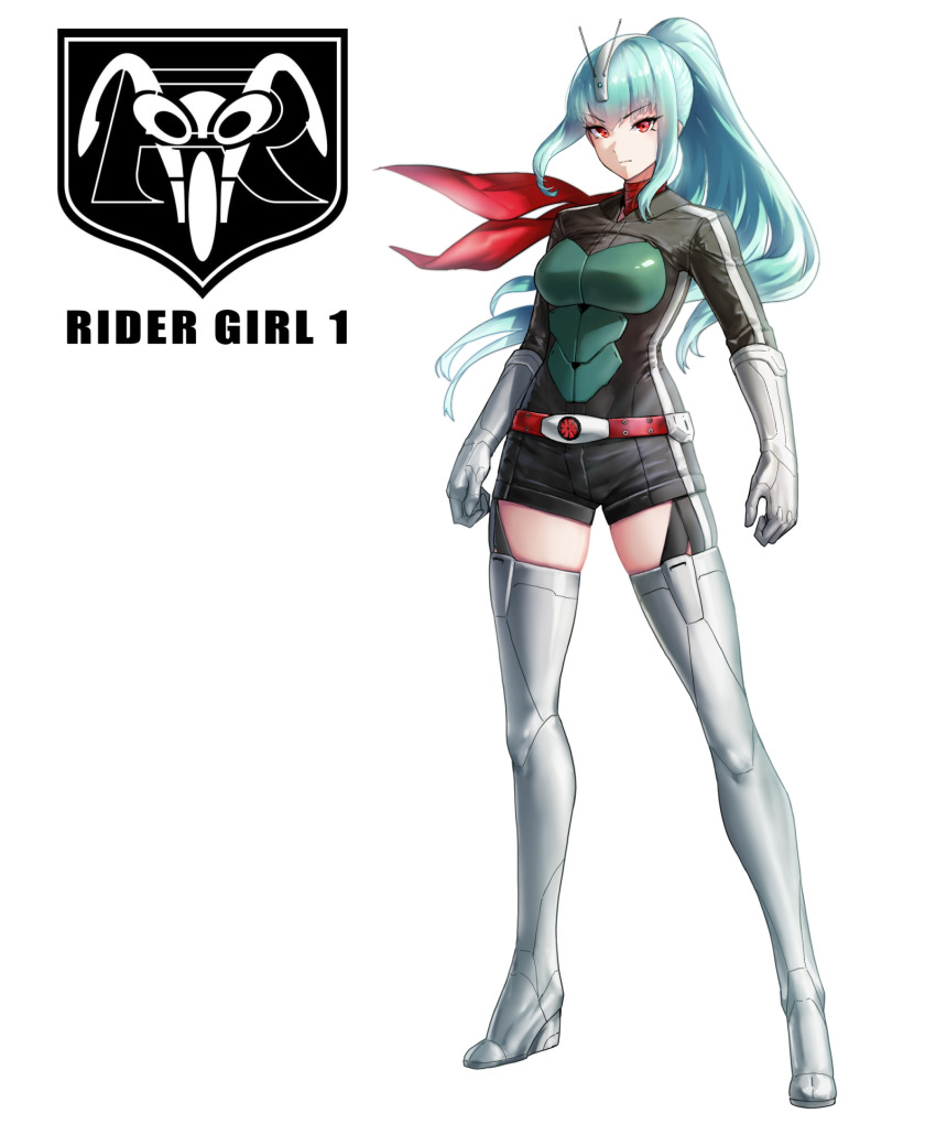 1girl, aqua_hair, belt, black_bodysuit, black_garter_straps, bodysuit, boots, commentary