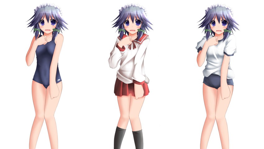 1girl, alternate_costume, female_focus, gym_uniform, izayoi_sakuya, muusu, one-piece_swimsuit, school_swimsuit
