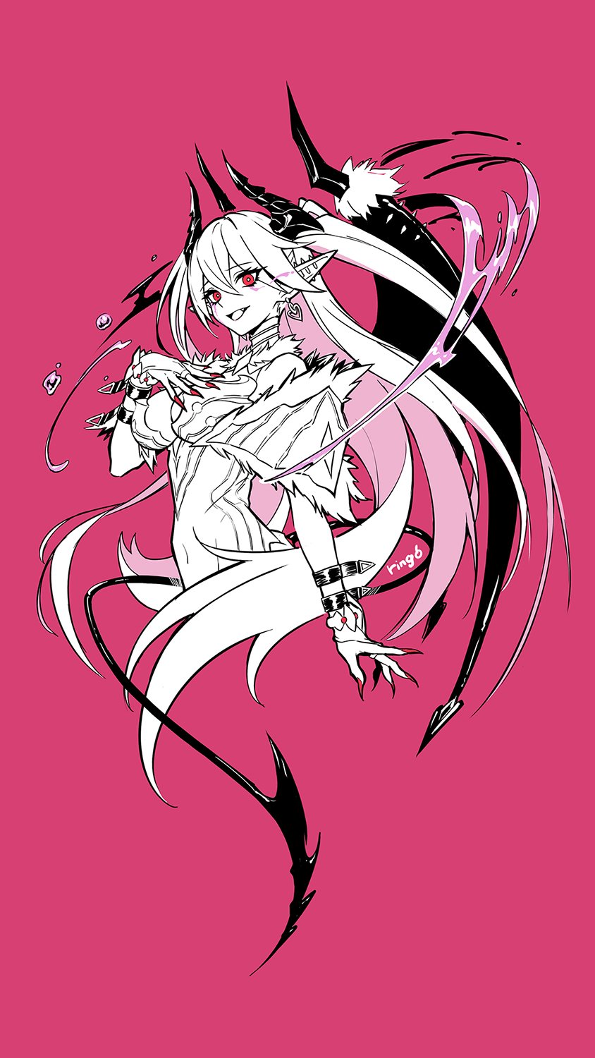 1girl, bare_shoulders, breasts, cleavage, cleavage_cutout, clothing_cutout, demon_girl, demon_horns