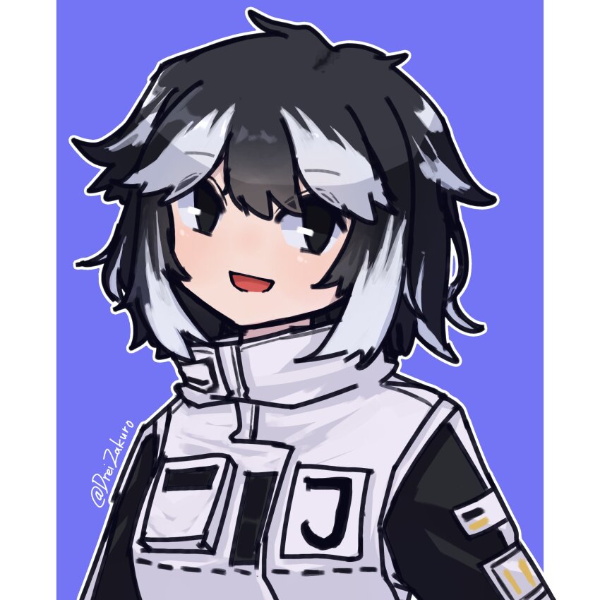 1girl, animal_ears, black_eyes, black_hair, blue_background, dog_ears, dreizakuro, highres