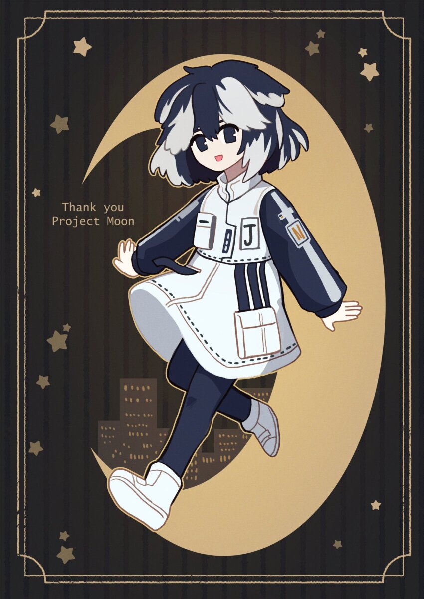 1girl, animal_ears, black_eyes, black_hair, black_leggings, black_sleeves, boots, commentary