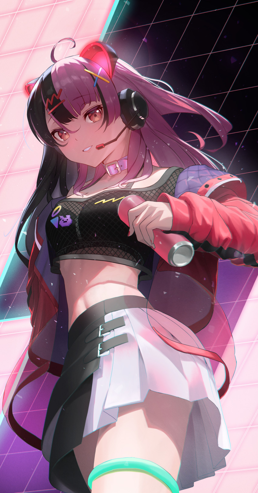 1girl, absurdres, ahoge, animal_ear_headphones, animal_ears, bang_dream!, bang_dream!_mugendai_mewtype, belt_collar