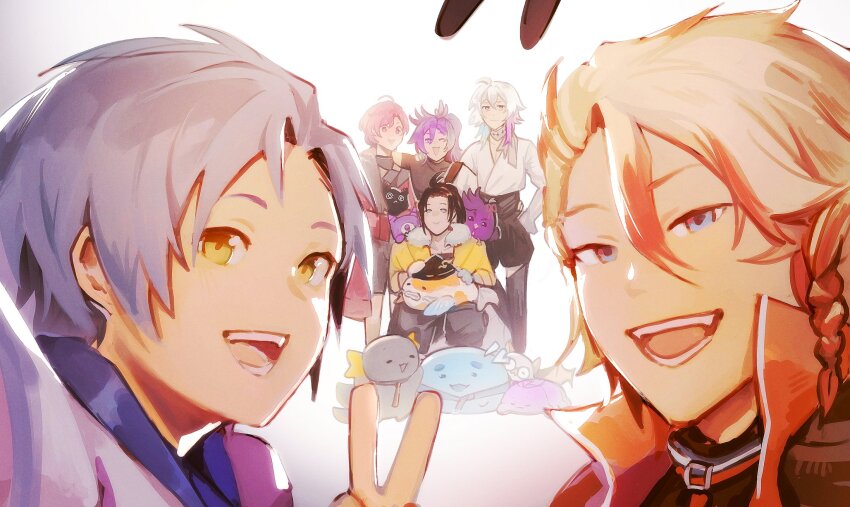 6+boys, @_@, altventurer_(regis_altare), anniversary, axel_syrios, axel_syrios_(1st_costume), axelotl_(axel_syrios), banzoin_hakka