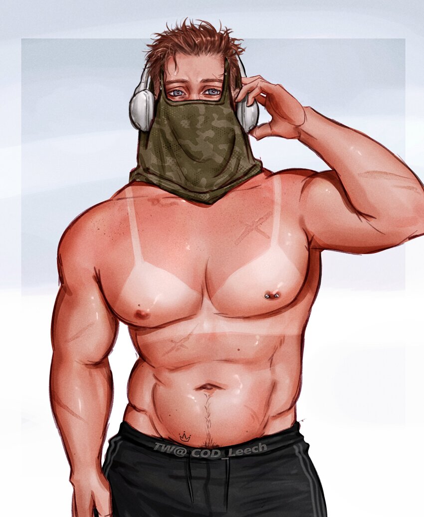1boy, abs, absurdres, alternate_costume, bara, brown_hair, call_of_duty, call_of_duty:_modern_warfare_2