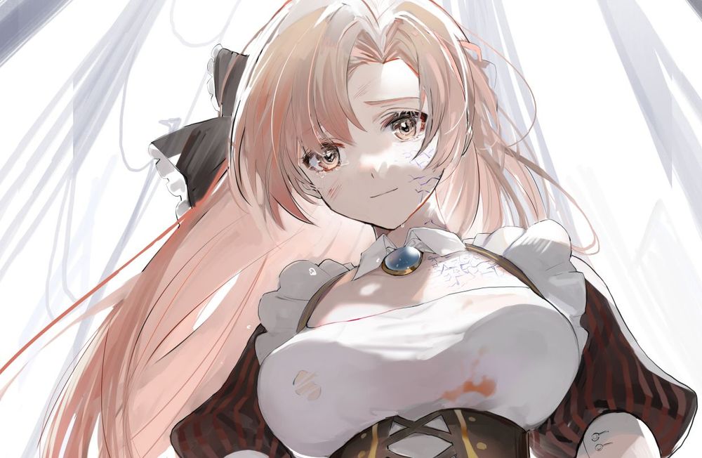 1girl, ann_(forever_7th_capital), bad_id, bad_pixiv_id, blonde_hair, breasts, closed_mouth, crying