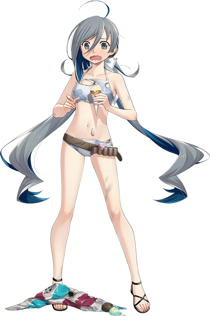 1girl, ahoge, ammunition_belt, belt, bikini, brown_belt, bruise, burnt_clothes