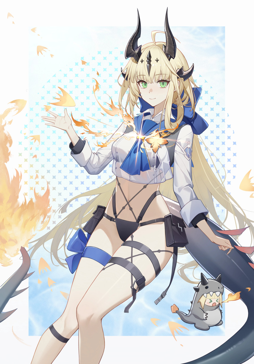 1girl, 2sankta, absurdres, ahoge, arknights, ascot, bikini, black_bikini