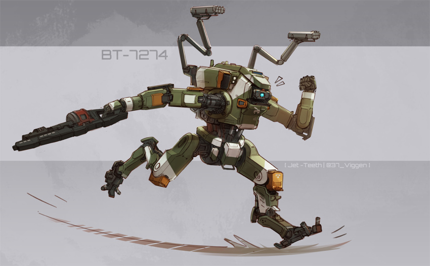 37_viggen, bt-7274, gun, humanoid_robot, machine, machine_gun, mecha, missile_pod, one-eyed, respawn_entertainment, reverse-jointed_legs, robot, running, science_fiction, titan_(titanfall), titanfall, titanfall_(series), titanfall_2, vanguard_(titanfall_2), weapon, xo_chaingun