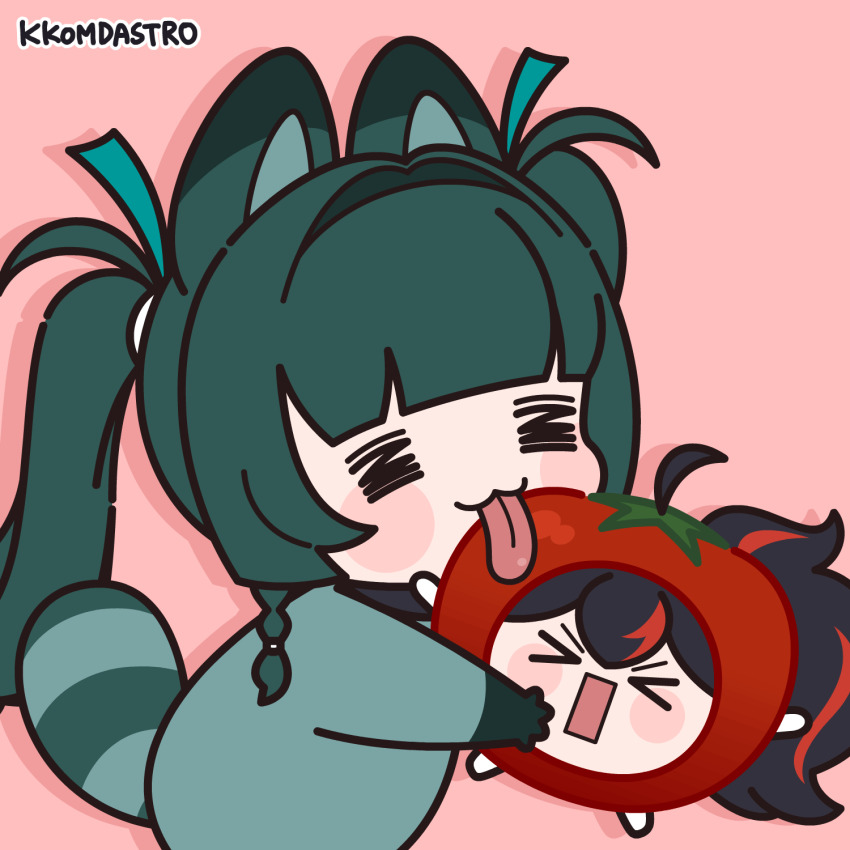 >_<, 2girls, :3, :p, =_=, animal_ears, animated, animated_gif