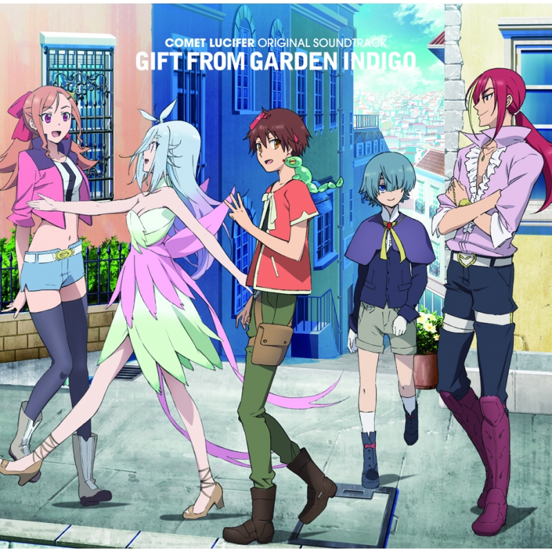 2girls, 3boys, blonde_hair, blush, breasts, comet_lucifer, dress, felia_(comet_lucifer)