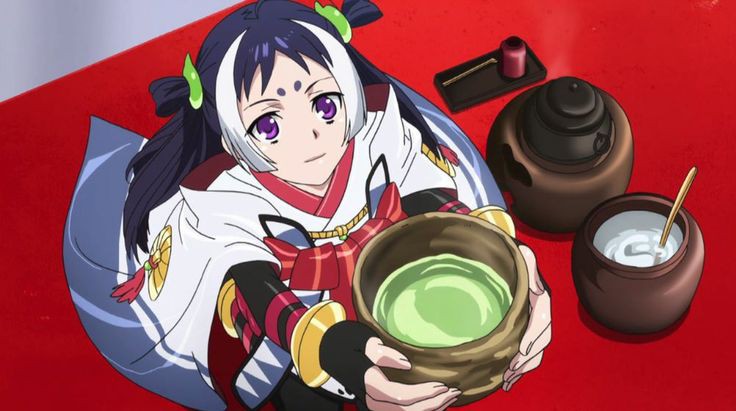 1girl, black_hair, blush, cup, female_focus, full_body, himiko_(nobunaga_the_fool), japanese_clothes