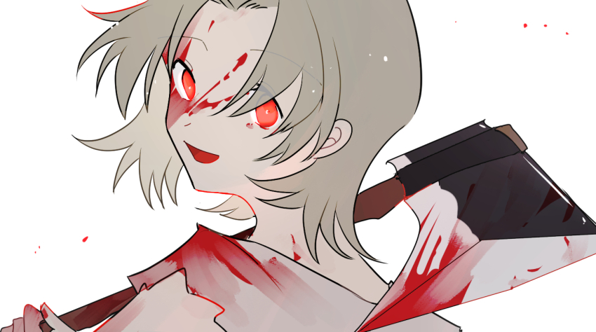 1boy, arudente_(einisikawaiiyo), axe, blood, blood_on_clothes, blood_on_face, blood_on_hands, blood_on_neck