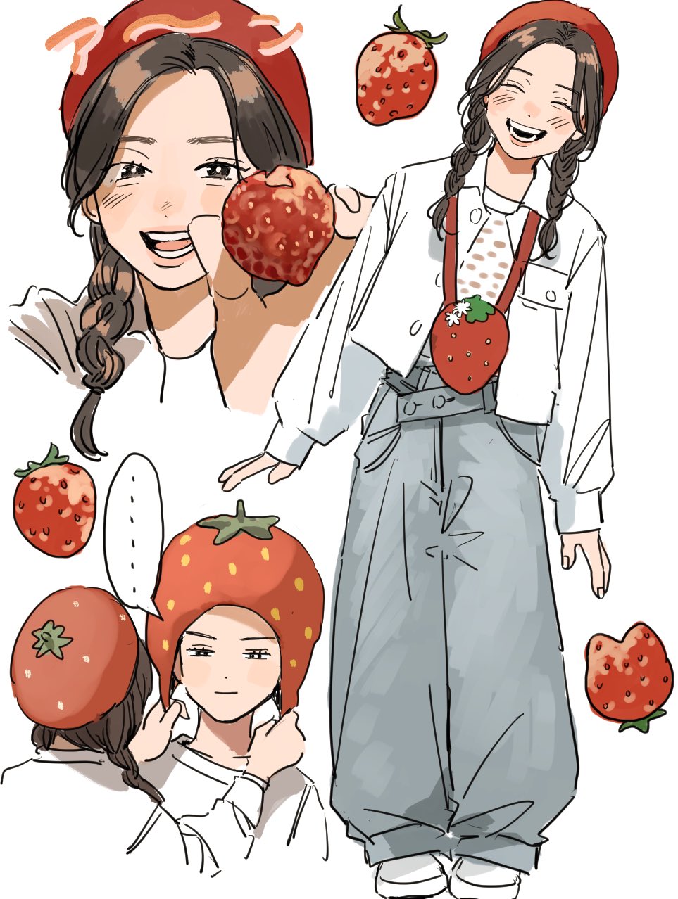 ..., 2girls, ^_^, animification, annoyed, beret, braid, bright_pupils