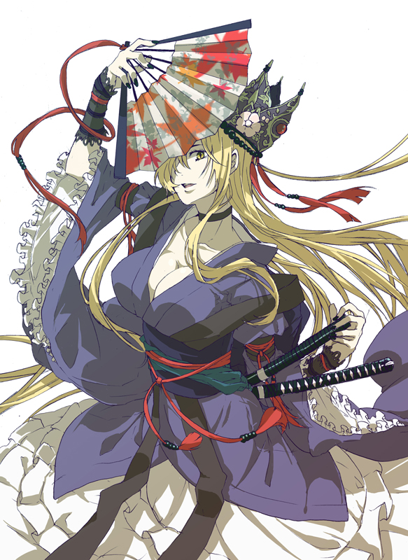 1girl, adapted_costume, alternate_costume, bad_id, bad_pixiv_id, blonde_hair, breasts, choker