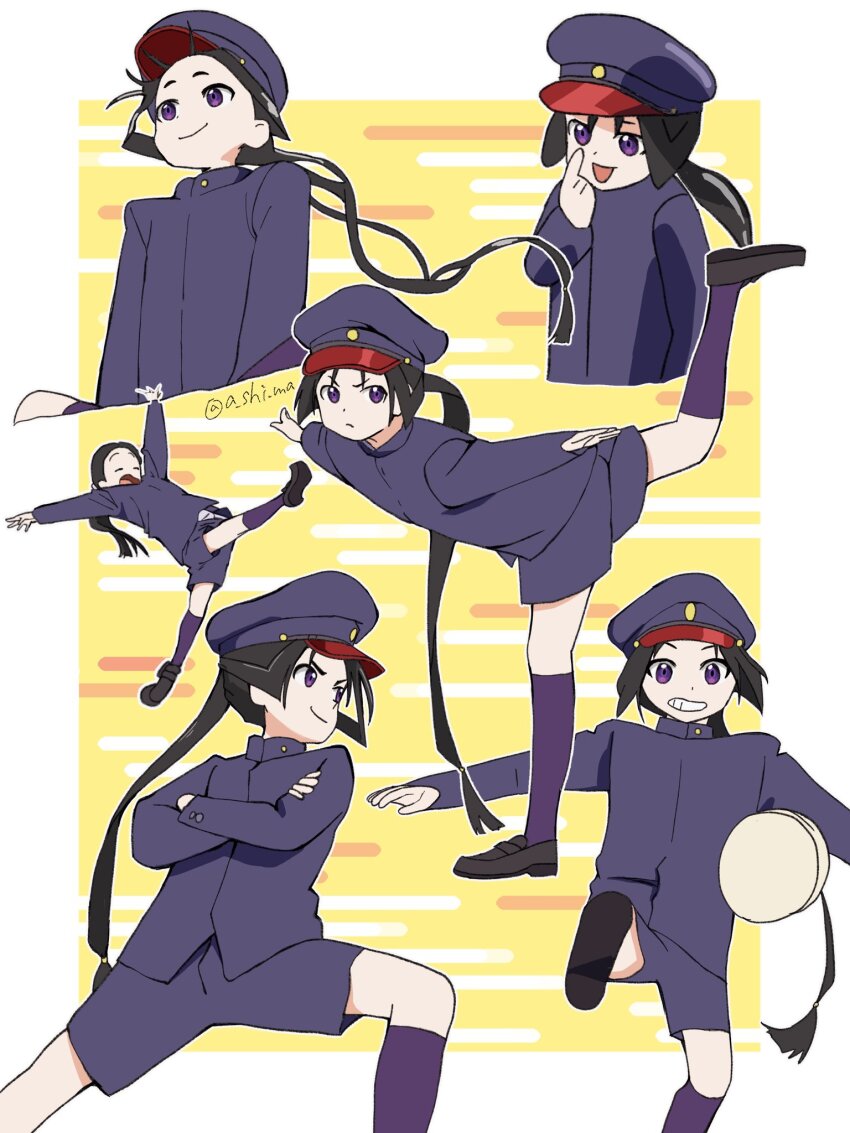 >:(, >:), 2boys, :p, a_shi_ma, balancing, black_footwear, black_hair