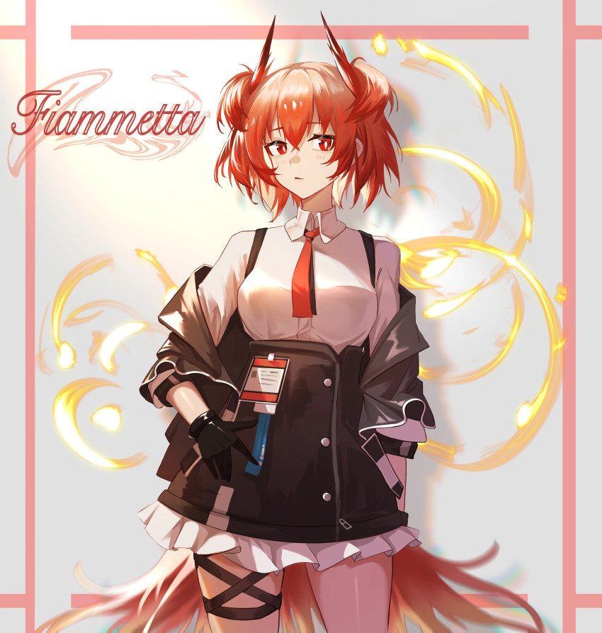 1girl, 2sankta, absurdres, arknights, black_gloves, black_jacket, black_skirt, blush