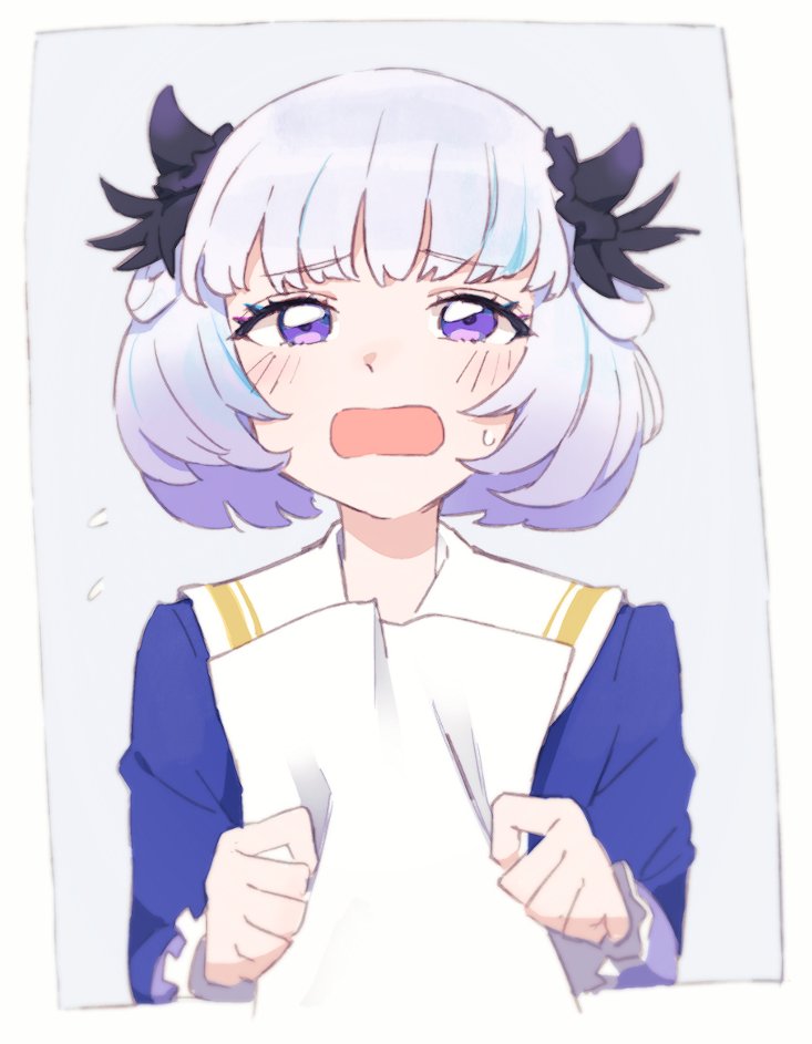 1girl, aikatsu!_(series), aikatsu_academy!, blue_hair, blue_jacket, blue_shirt, blush, border