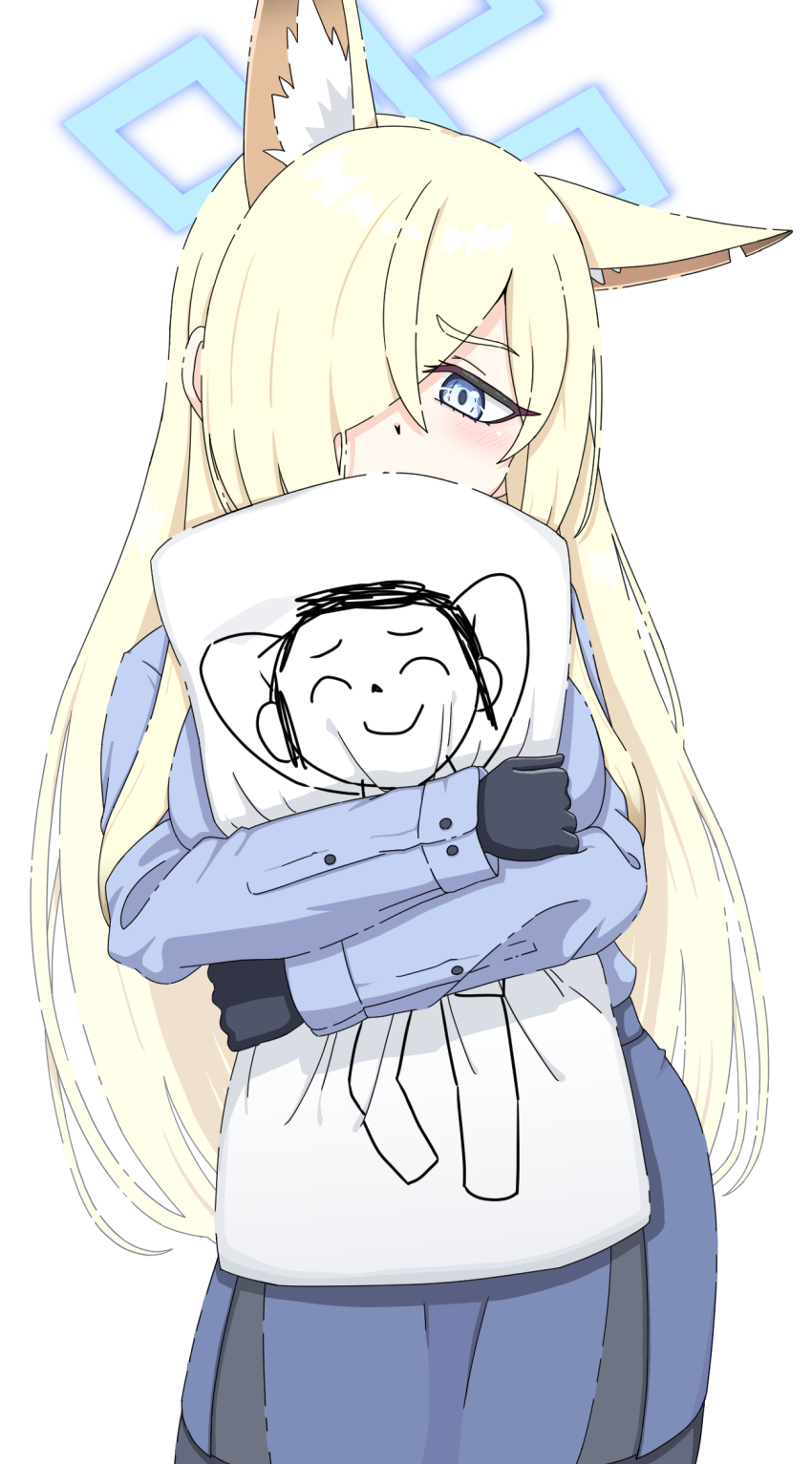 1girl, akayore, animal_ear_fluff, animal_ears, black_gloves, blonde_hair, blue_archive, blue_eyes