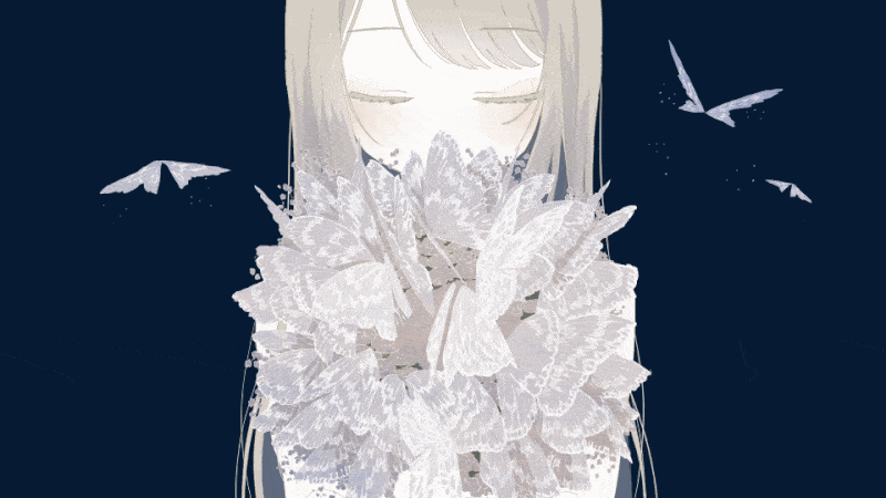 1girl, animated, animated_gif, bad_link, blinking, blonde_hair, blue_background, blush