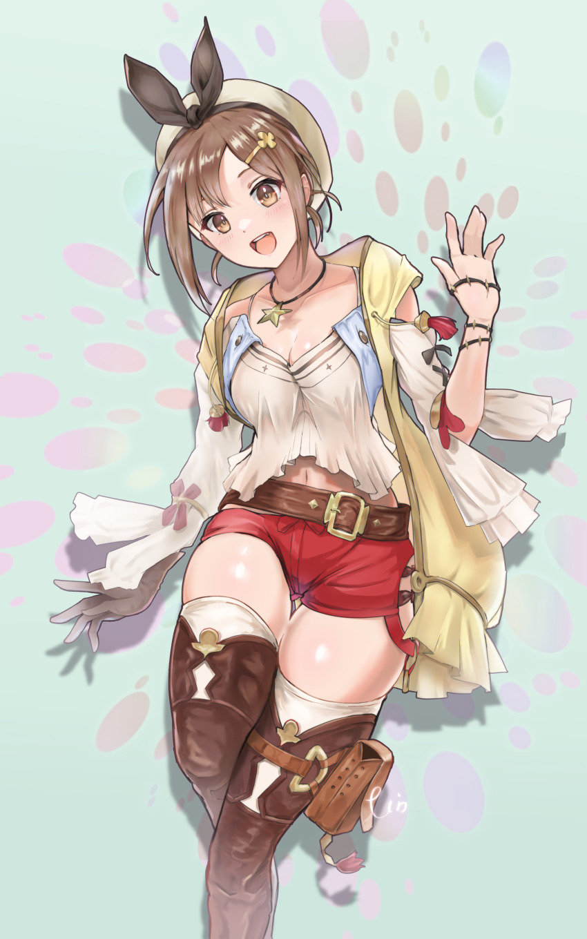 1girl, absurdres, atelier_(series), atelier_ryza, atelier_ryza_1, boots, breasts, brown_eyes
