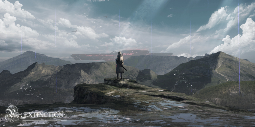 1other, 3d, absurdres, aircraft, ambiguous_gender, backpack, bag, bird