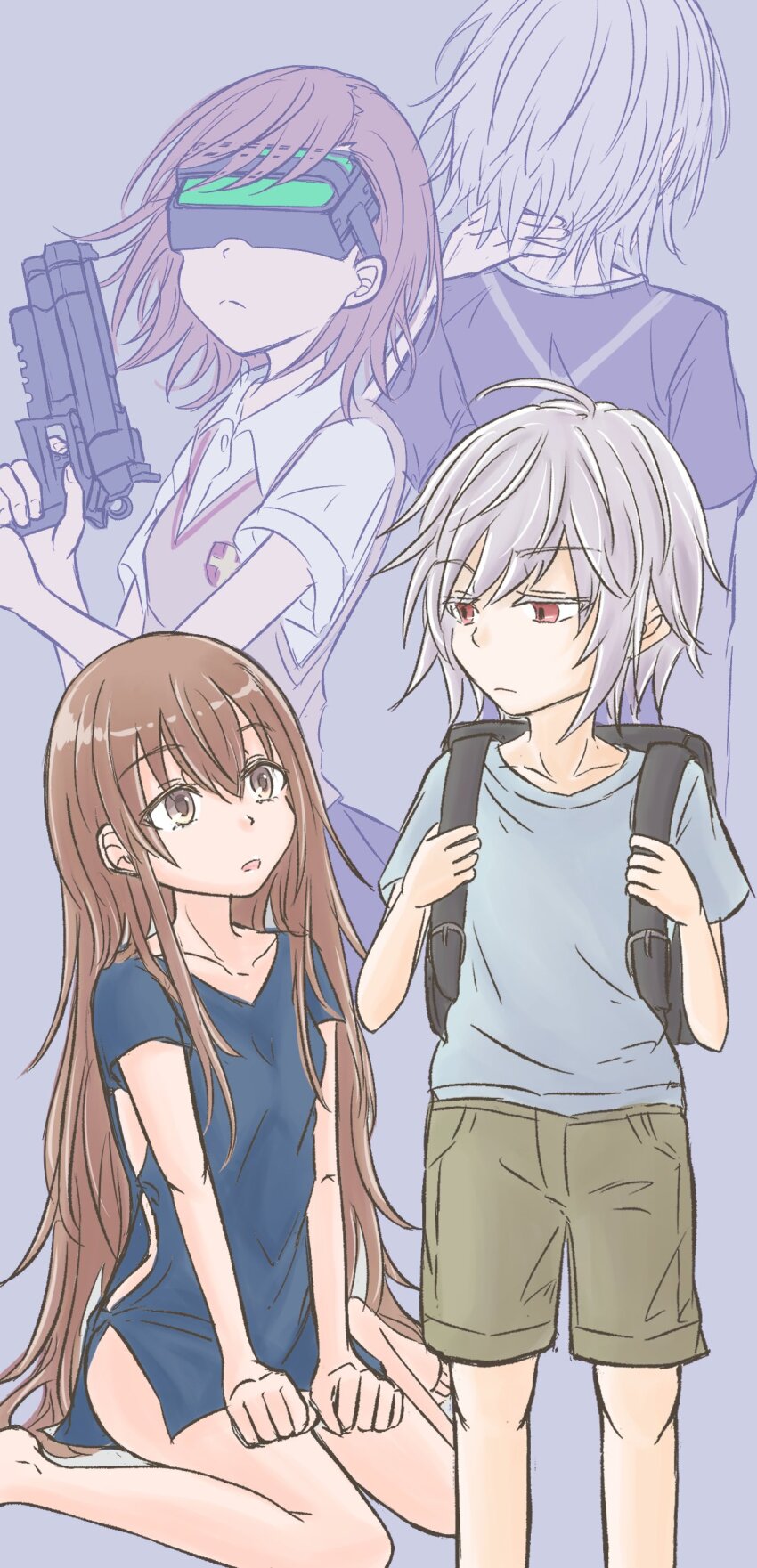 1boy, 1girl, 2024, 20s, absurdres, accelerator_(toaru_majutsu_no_index), aged_down, backpack